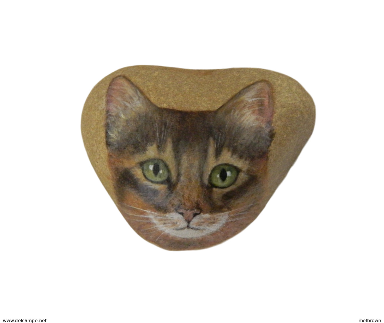 SOMALI CAT Hand Painted On A Beach Rock Paperweight - Fermacarte