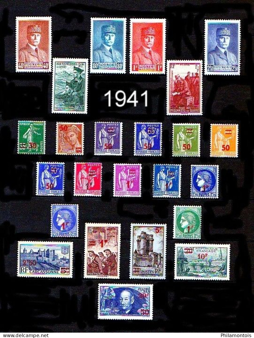 FRANCE - Année Complète 1941 - N° 470 à 537 - Neufs N** - Très Beaux - 1940-1949