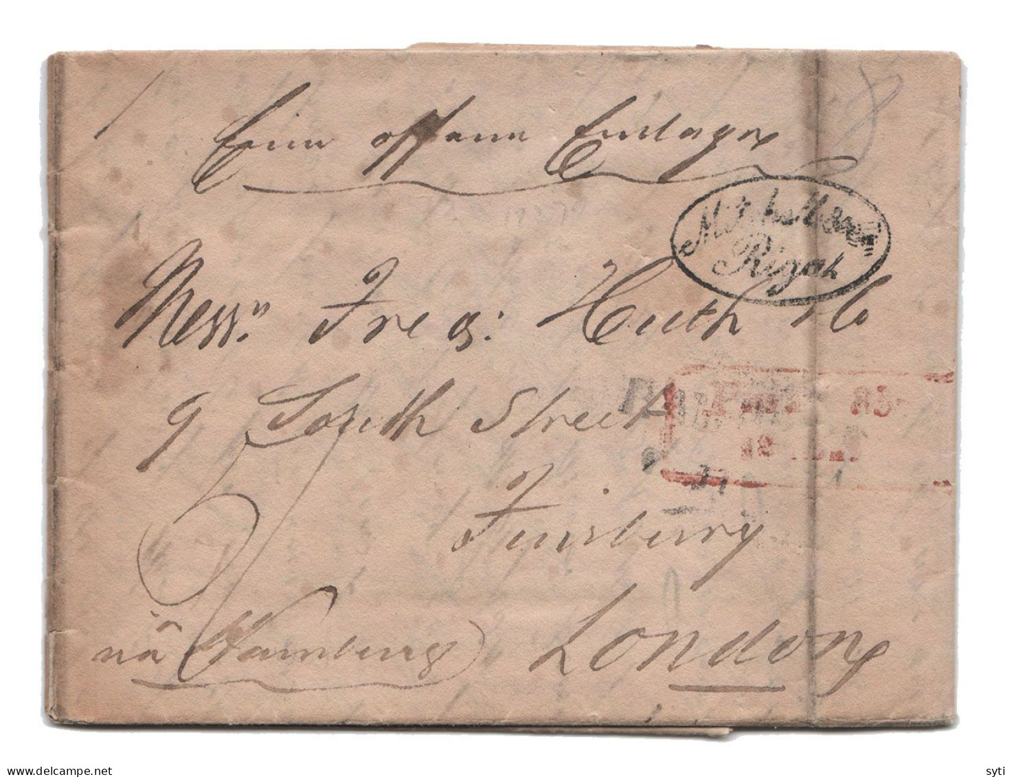 Russia 1837 Riga - London EXPORTS PRICE Via Hamburg Scarce Printed Letter Full Content - ...-1857 Prephilately