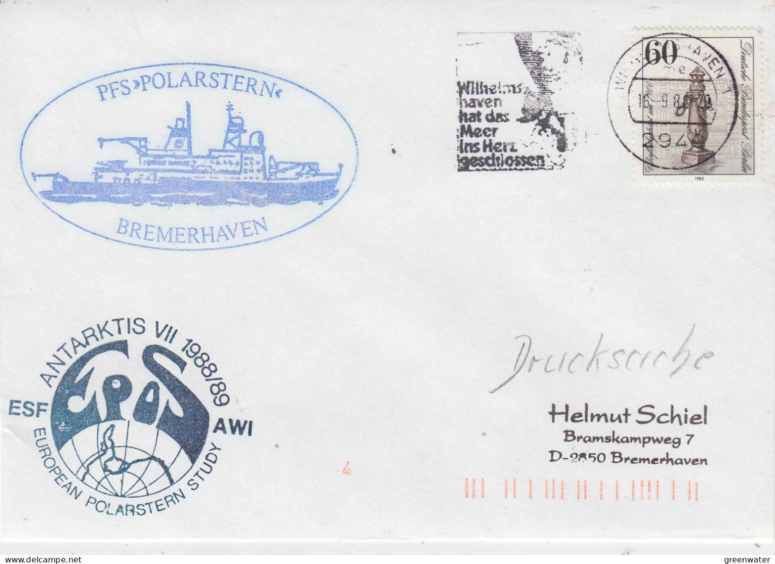 Germany Polarstern European Study Ca Bremerhaven 16.09.1988 (PT161A) - Vols Polaires