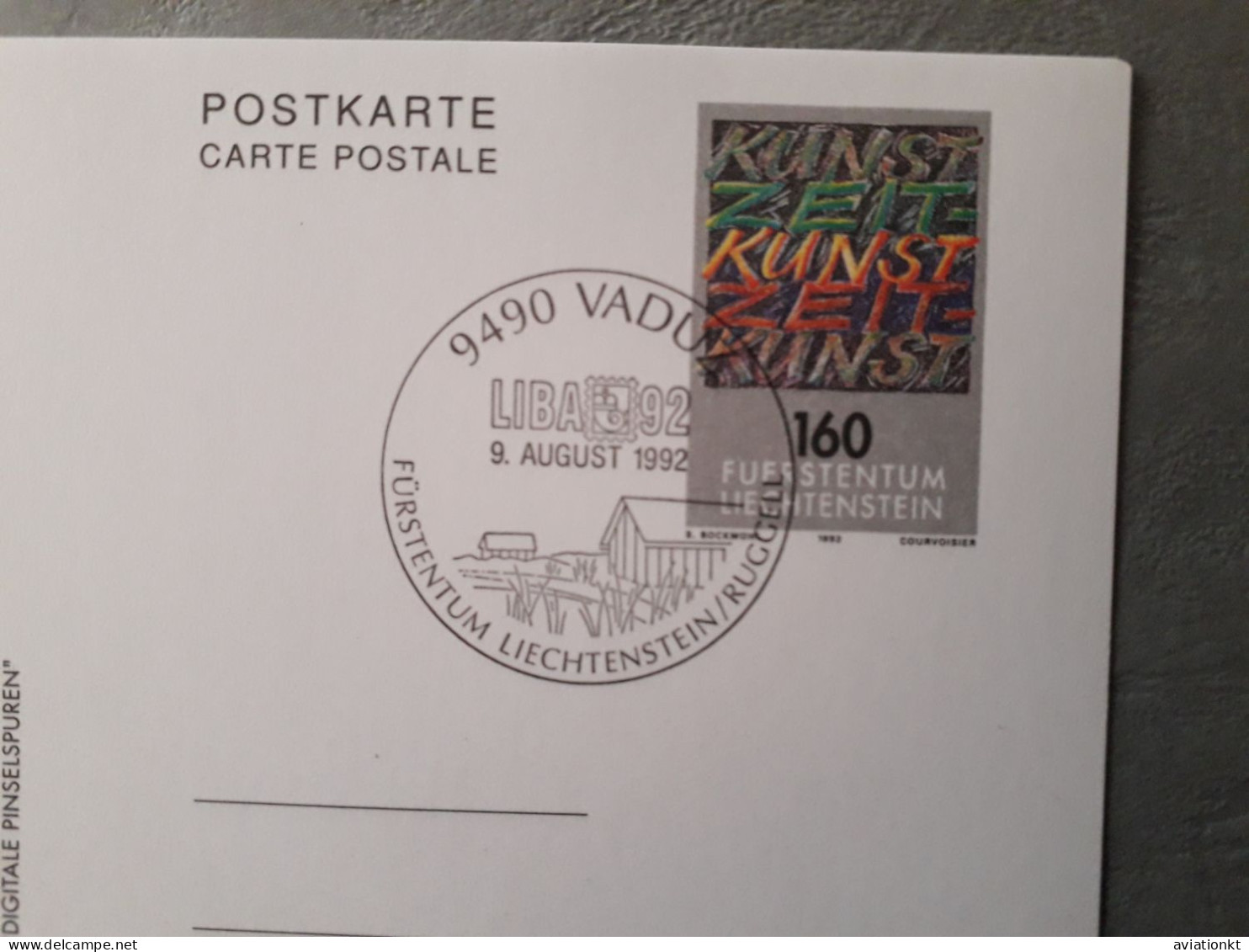 Postkarte Stempel Vaduz, LIBA 1992, Liechtenstein - Covers & Documents