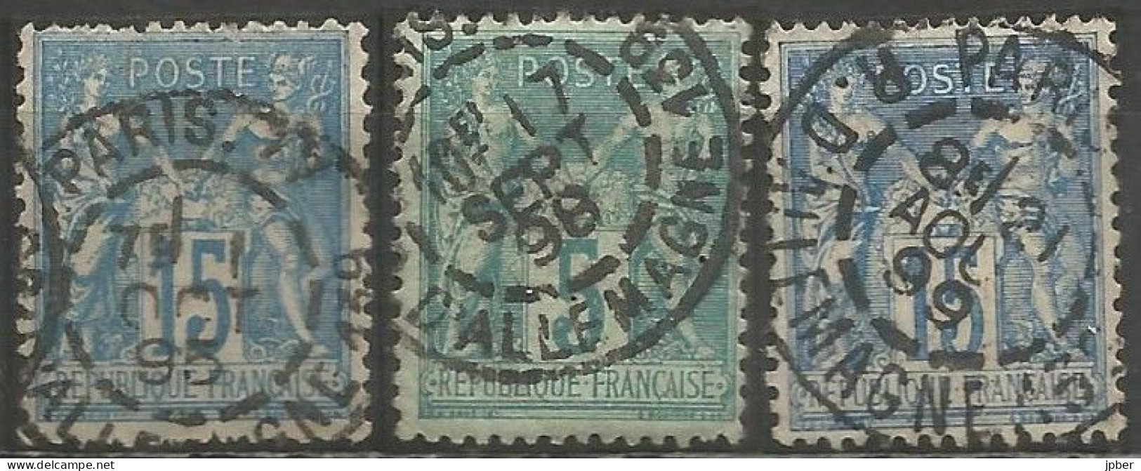 France - Sage - Quartiers De Paris - Cachet Type A2 AVEC N° Bureau - "PARIS 77 R.D'ALLEMAGNE 139" + Lettres étroites - 1876-1898 Sage (Type II)