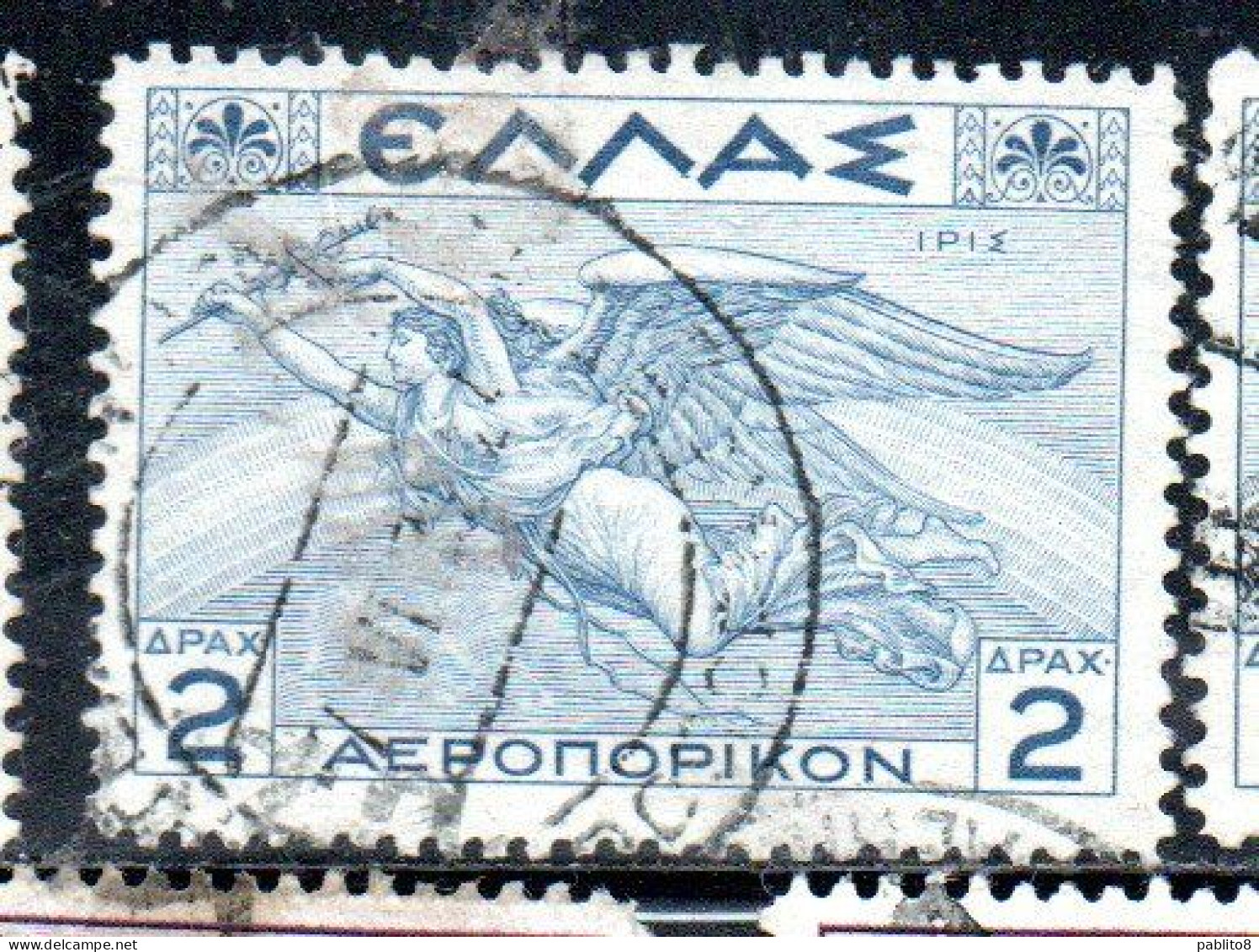 GREECE GRECIA ELLAS 1935 AIR POST MAIL AIRMAIL MYTHOLOGICAL IRIS 2d USED USATO OBLITERE' - Gebruikt