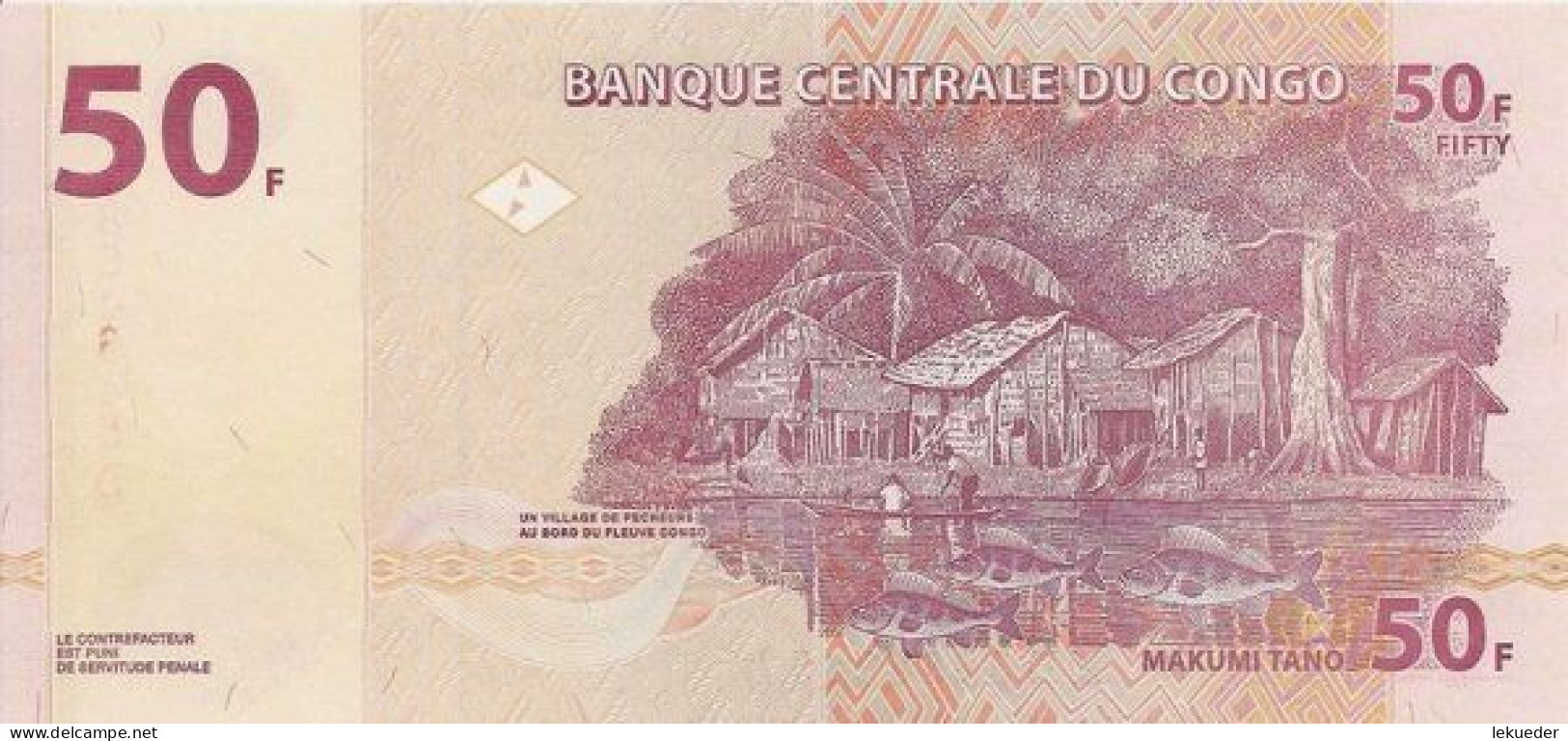 Billete De Banco De CONGO RD - 50 Francs, 2013  Sin Cursar - République Démocratique Du Congo & Zaïre