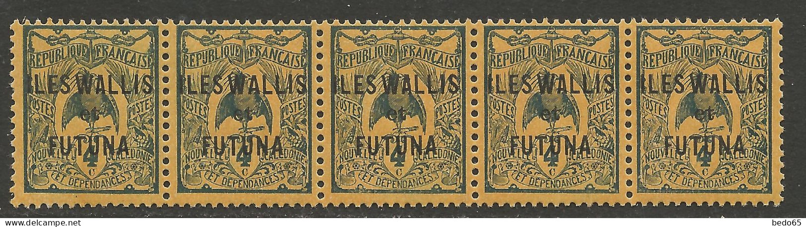 WALLIS ET FUTUNA  N° 3A Bande De 5  W étroit NEUF** LUXE SANS CHARNIERE  / Hingeless  / MNH - Nuovi