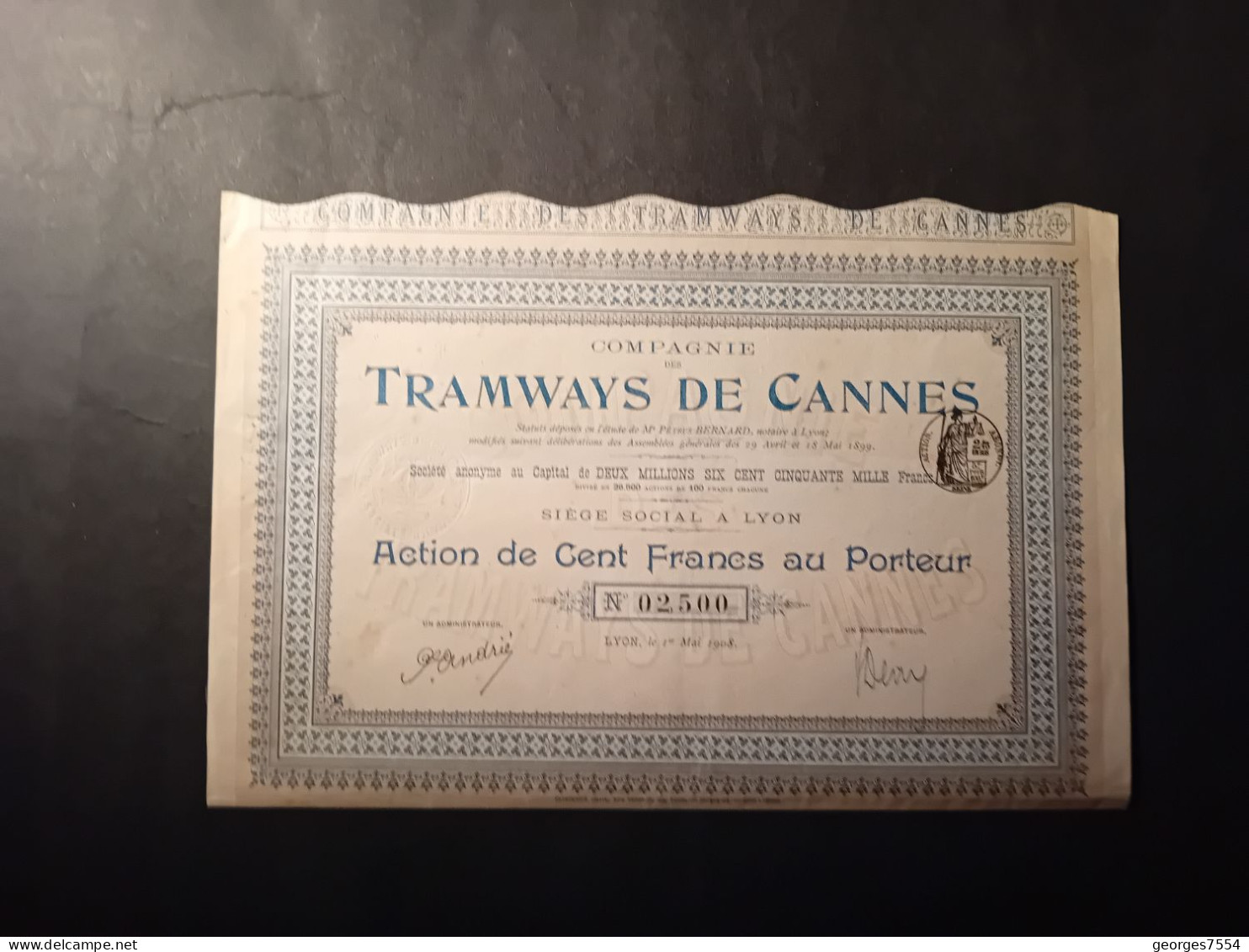 ACTION - TRAMWAYS DE CANNES -  - Obligation De 100 FRANCS - 1908 - Transport