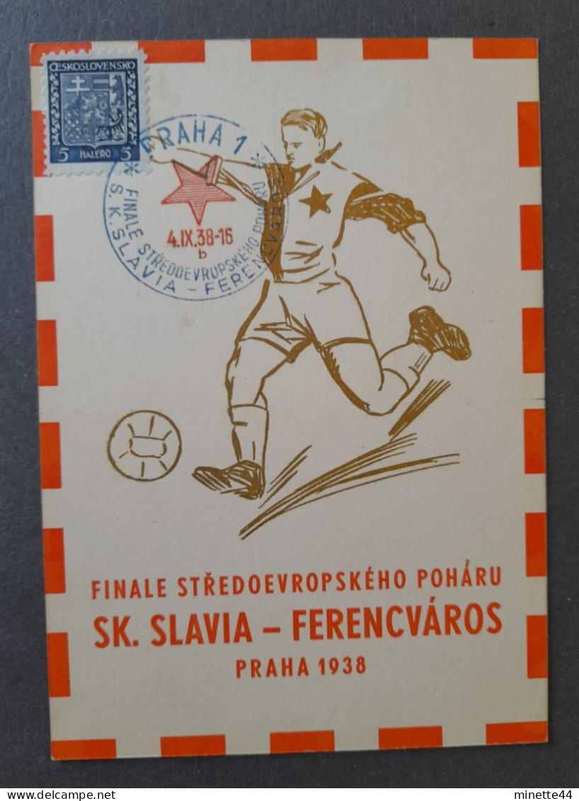 CESKA TCHEQUE TCHEQUIE 1938  B SLAVIA FERENCVAROS Blue Finale Day  FOOTBALL FUSSBALL SOCCER CALCIO FOOT FUTBOL Voetbal - Lettres & Documents