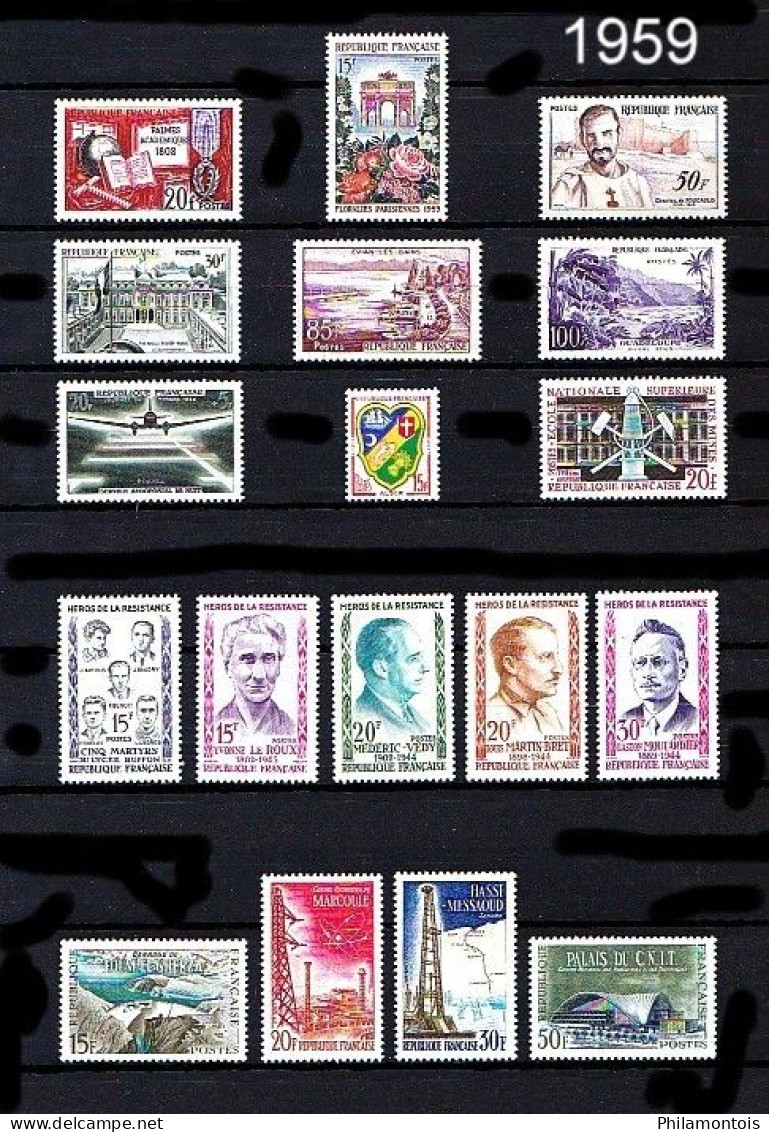 FRANCE - Année Complète 1959 - N° 1189 à 1229 - Neufs N** - Très Beaux - 1950-1959