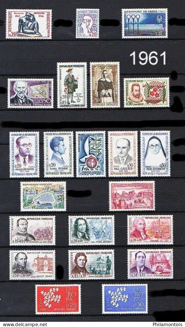 FRANCE - Année Complète 1961 - N° 1281 à 1324 - Neufs N** - Très Beaux - 1960-1969