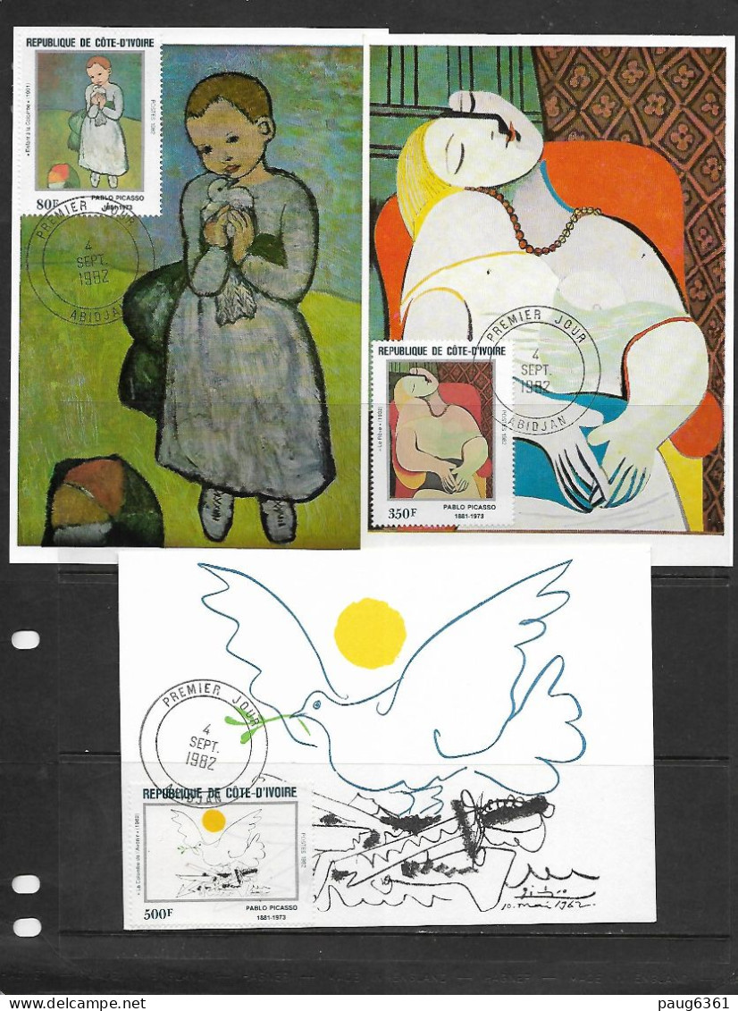 COTE D'IVOIRE 1982  CARTES MAXIMUM PICASSO YVERT N°627/631 - Picasso