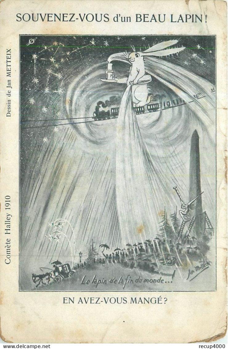 ILLUSTRATEUR  Jean METTEIX  Comète Halley 1910 Un Beau Lapin  (fond Blanc ) 2scans - Metteix