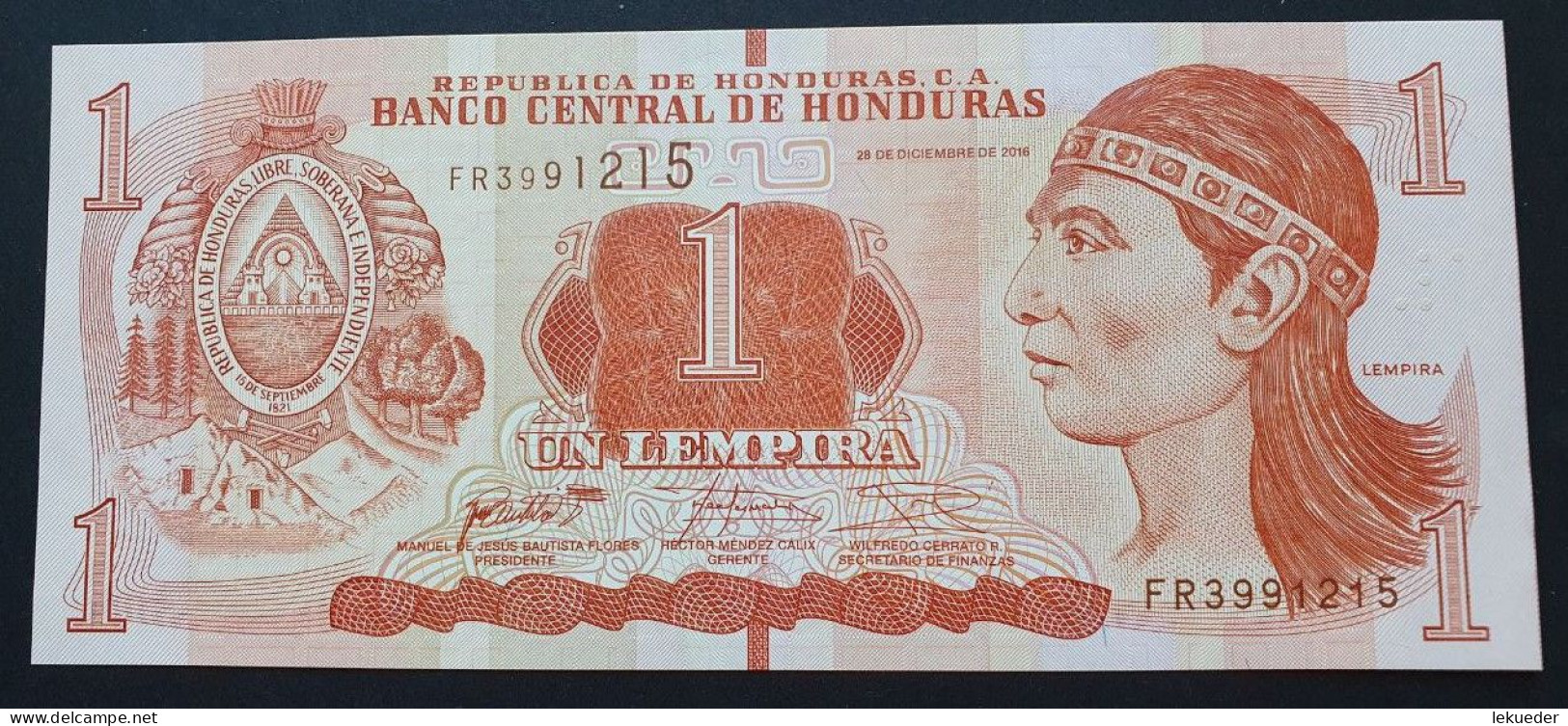 Billete De Banco De HONDURAS - 1 Lempira, 2016  Sin Cursar - Honduras