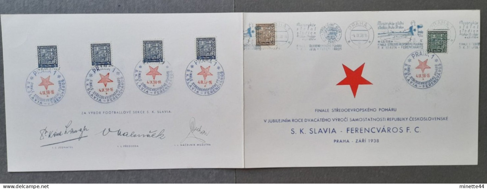 CESKA TCHEQUE TCHEQUIE 1938 A + B + C + D SLAVIA FERENCVAROS Blue Finale Day FOOTBALL FUSSBALL SOCCER CALCIO FOOT FUTBOL - Cartas & Documentos