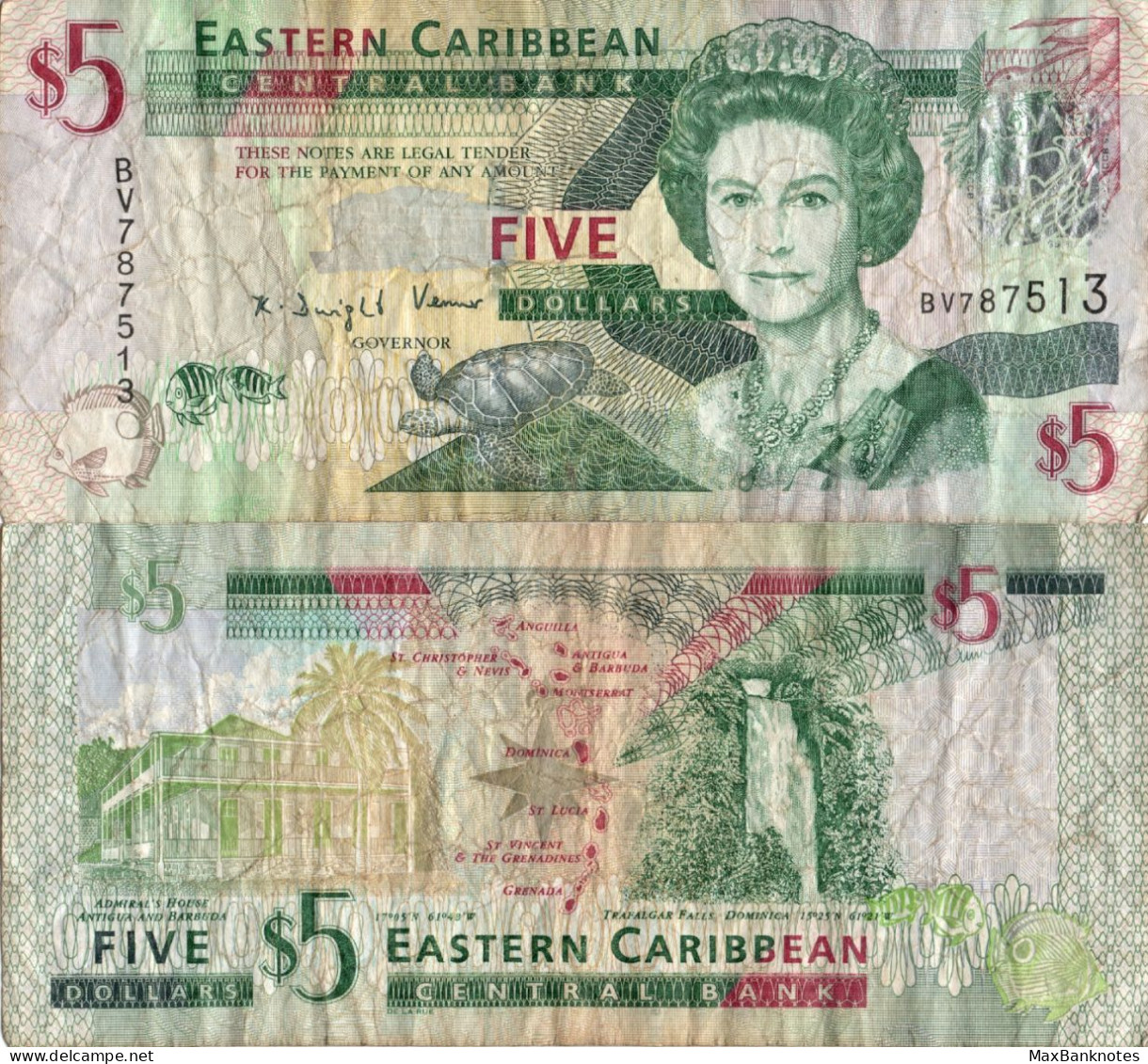 East Caribbean / 5 Dollars / 2008 / P-47(a) / VF - Oostelijke Caraïben