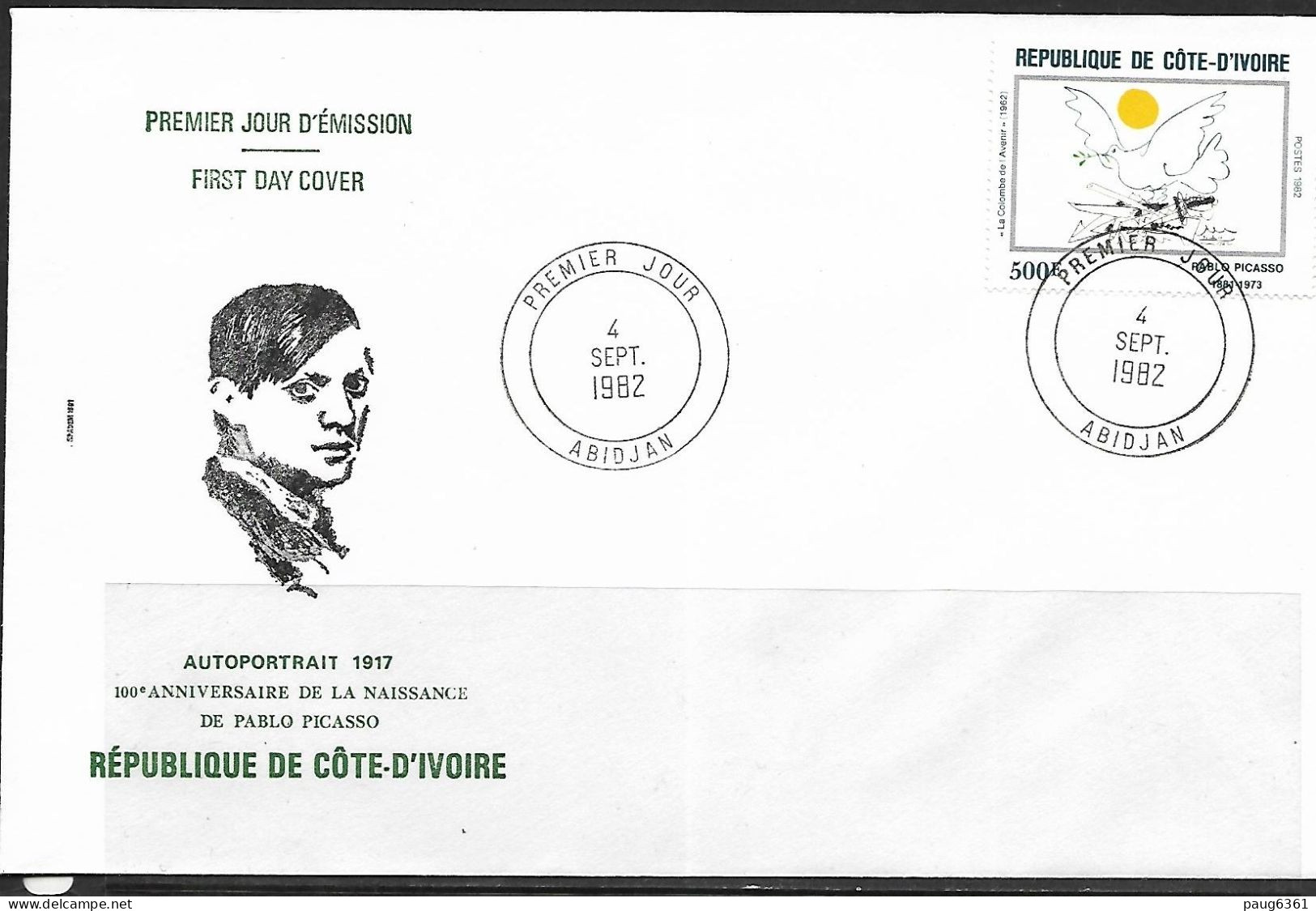 COTE D'IVOIRE 1982  FDC  PICASSO YVERT N°627/631 - Picasso