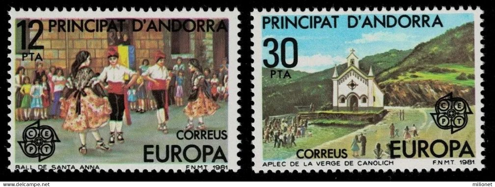 SALE!!! ANDORRA ESPAÑOLA SPANISH ANDORRE 1981 EUROPA CEPT FOLKLORE 2 Stamps Set MNH ** - 1981