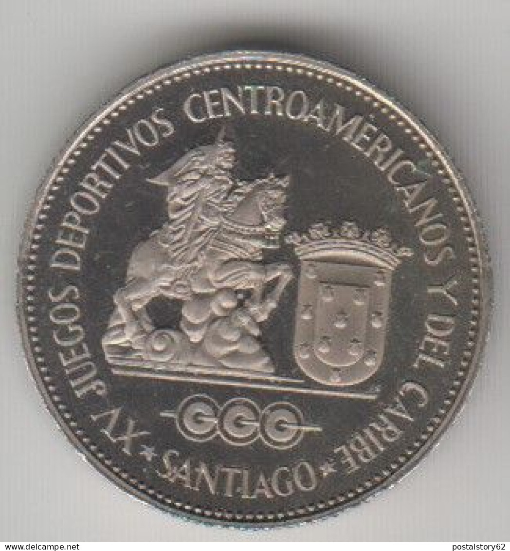 Domenican Republic 1 Peso 1986  15 Giochi Centroamerican E Caraibici Nikel Placcato Acciaio Piedfort Km # P16 Raro - Dominicaine