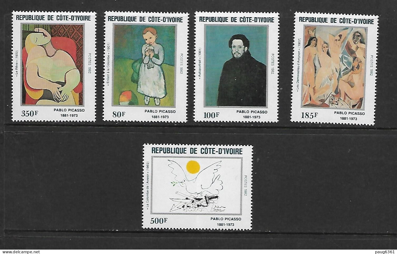 COTE D'IVOIRE 1982    PICASSO YVERT N°627/631 NEUF MNH** - Picasso