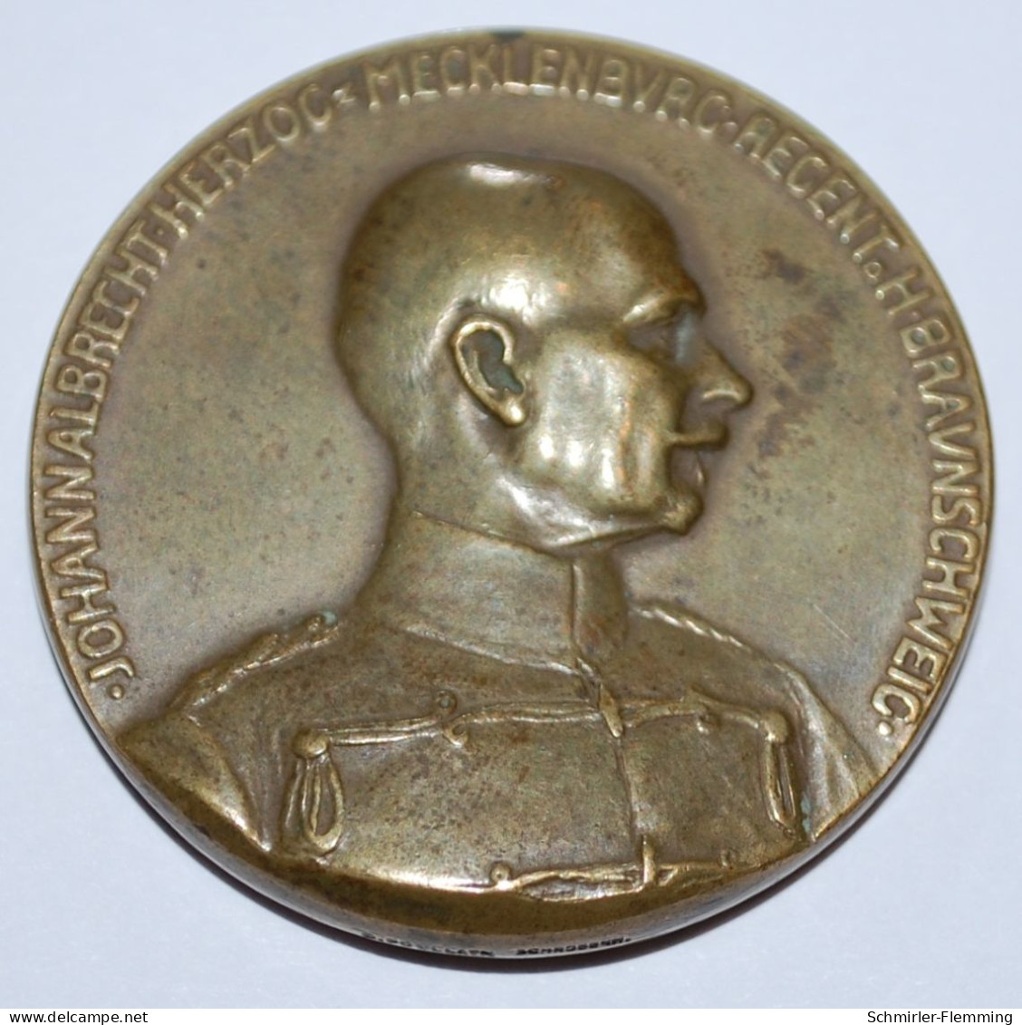 Meckl.-Schwerin Friedrich Franz VI. (1897-1913) Bronzemedaille 1923, Von Kramer, 38mm, 32,14g, Ss - Professionnels/De Société