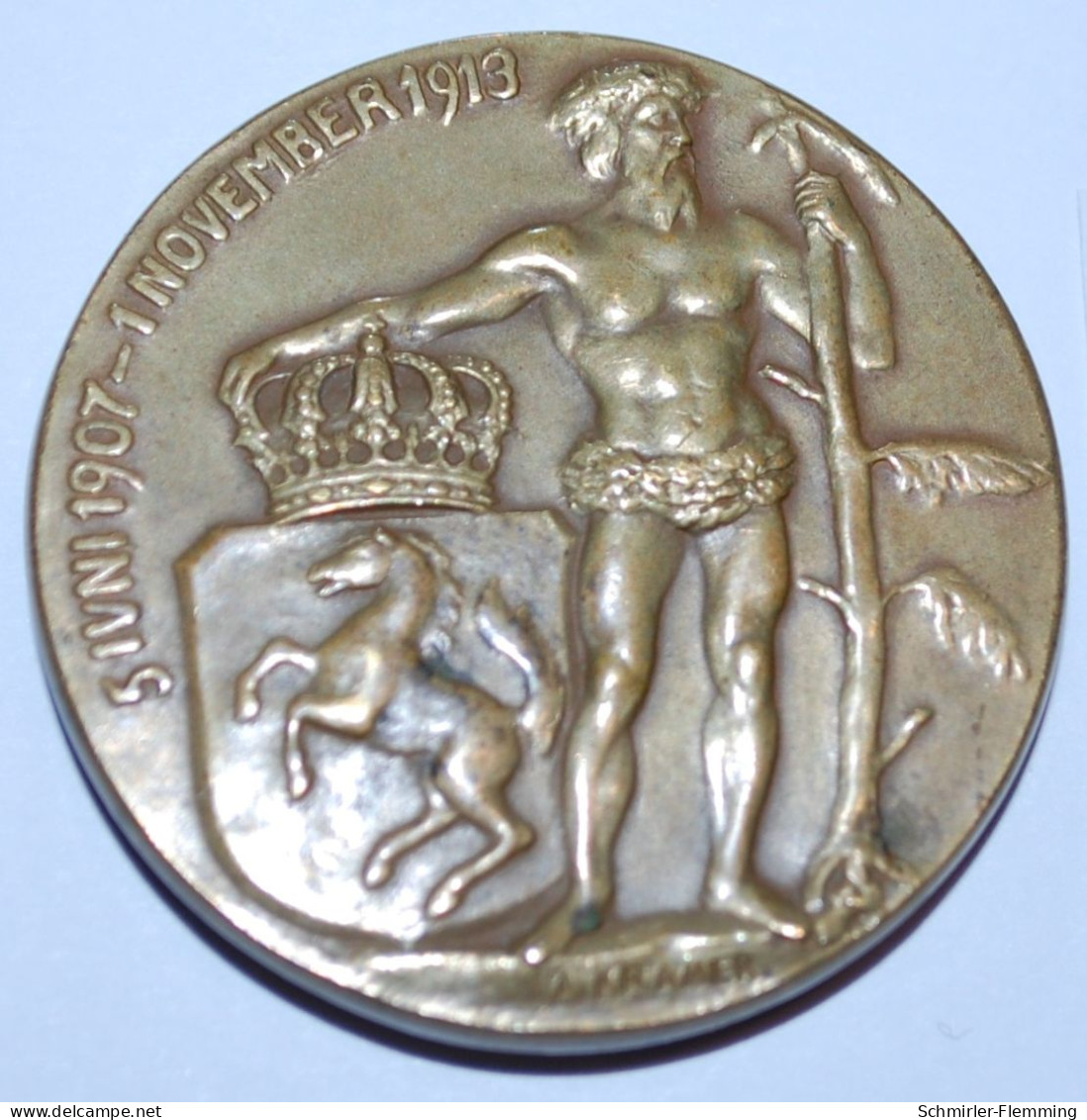 Meckl.-Schwerin Friedrich Franz VI. (1897-1913) Bronzemedaille 1923, Von Kramer, 38mm, 32,14g, Ss - Professionali/Di Società