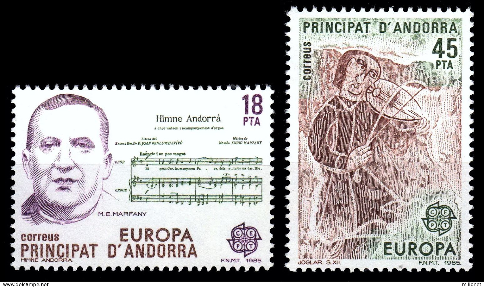 SALE!!! ANDORRA ESPAÑOLA SPANISH ANDORRE 1985 EUROPA CEPT MUSIC 2 Stamps Set MNH ** - 1985