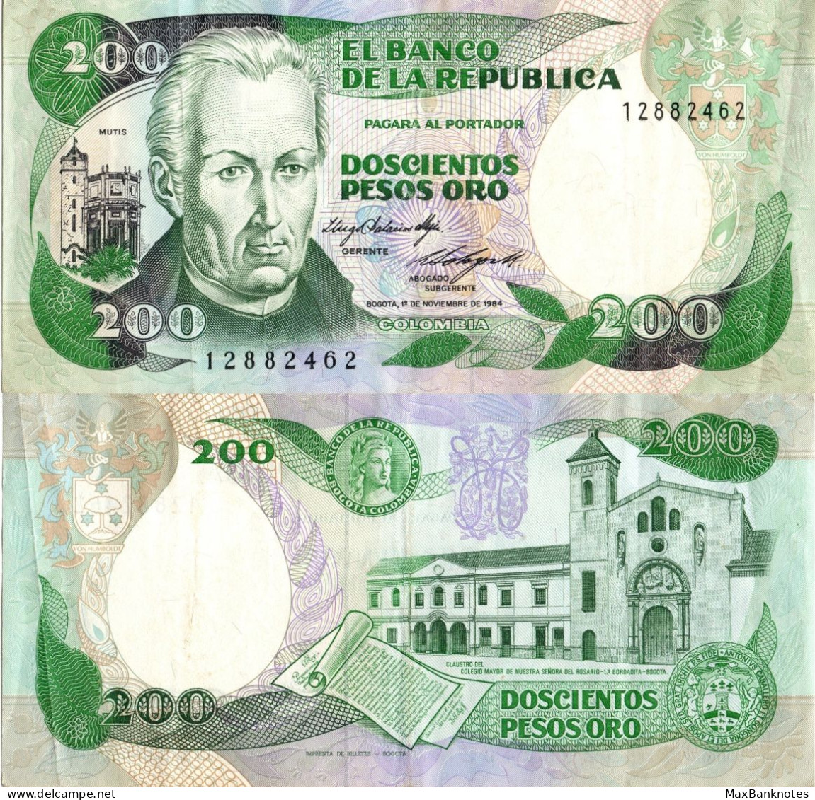 Colombia / 200 Pesos / 1984 / P-429(b) / VF - Colombie