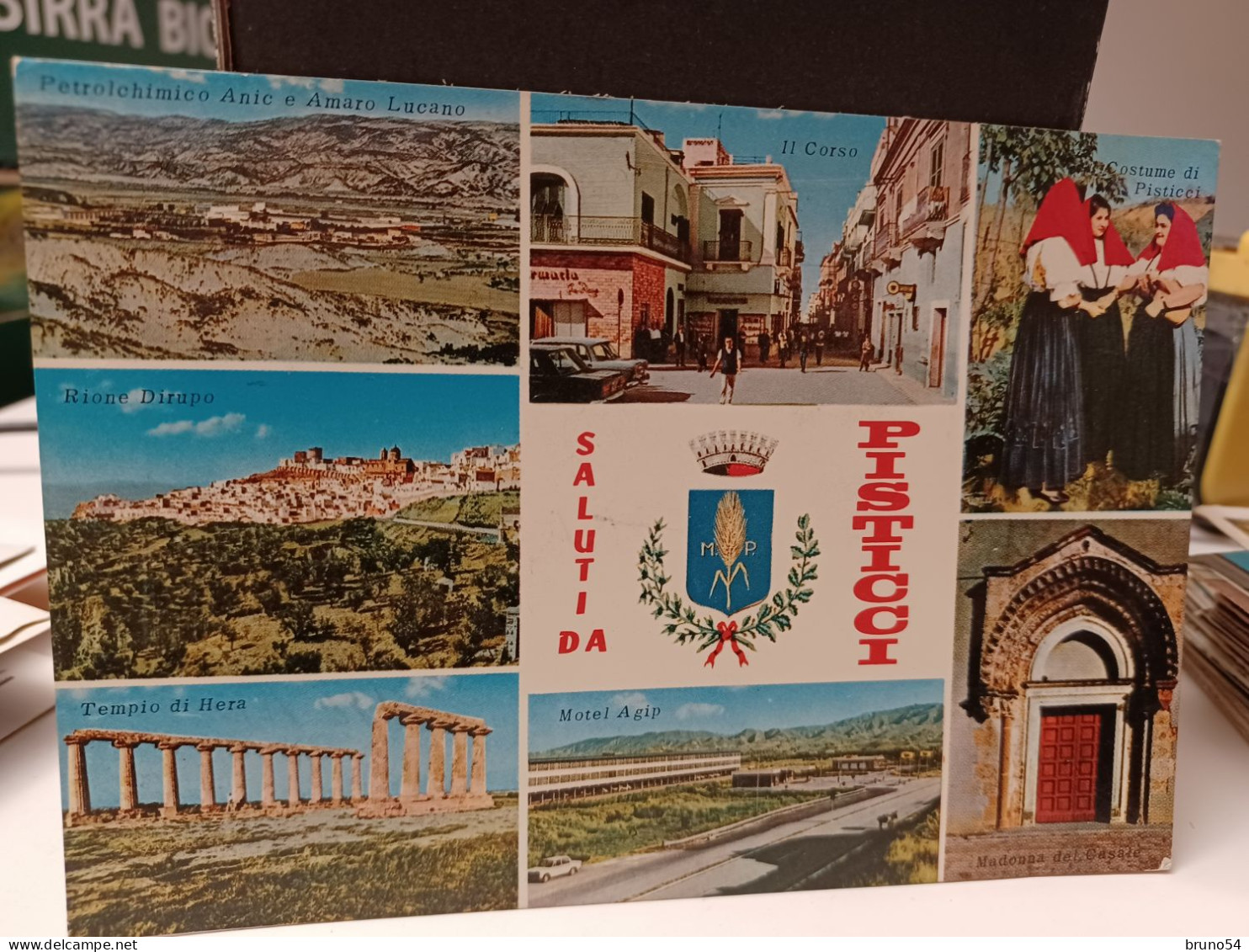 Cartolina Saluti Da Pisticci Provincia Matera, Il Corso,Motel Agip,costumi,petrolchimico, Rione Dirupo - Matera