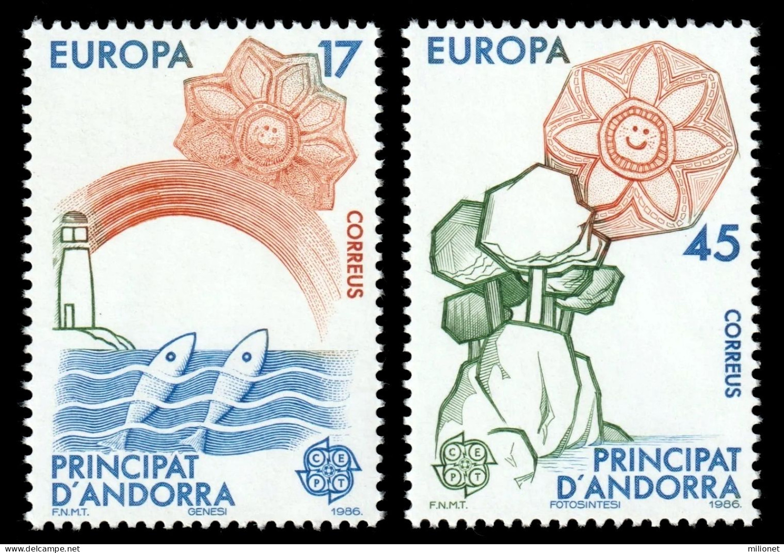 SALE!!! ANDORRA ESPAÑOLA SPANISH ANDORRE 1986 EUROPA CEPT NATURE PROTECTION 2 Stamps Set MNH ** - 1986