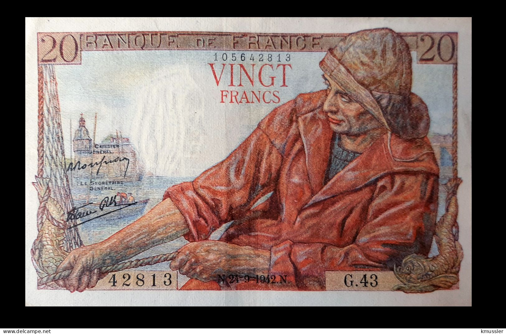 # # # Banknote Frankreich (France) 20 Francs 1942 # # # - 20 F 1942-1950 ''Pêcheur''