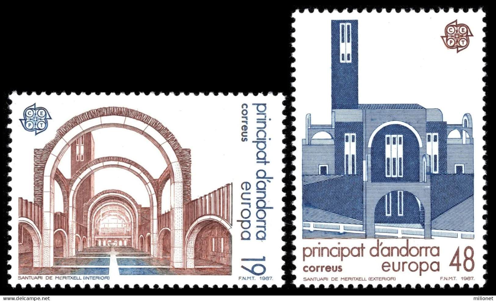 SALE!!! ANDORRA ESPAÑOLA SPANISH ANDORRE 1987 EUROPA CEPT MODERN ARCHITECTURE 2 Stamps Set MNH ** - 1987