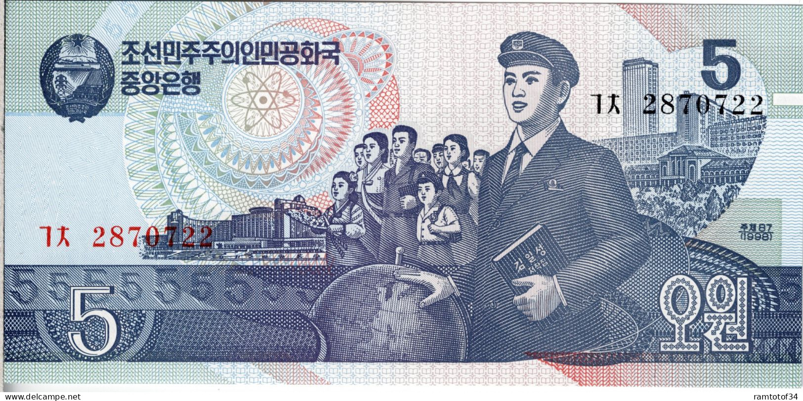 CORÉE DU NORD - 5 Won 1992-1998 UNC - Corea Del Nord