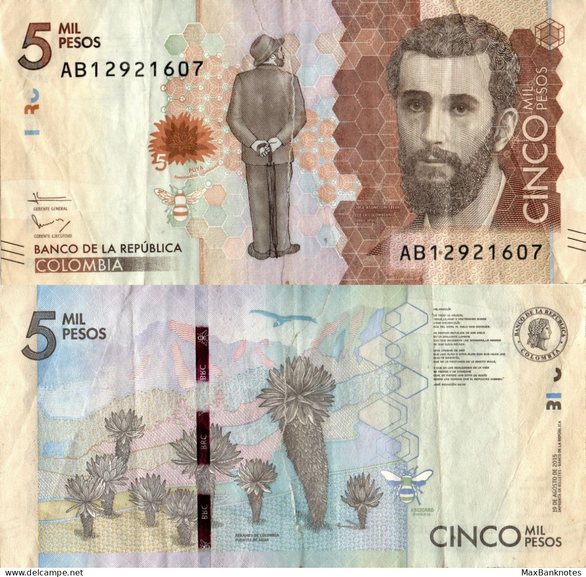 Colombia / 5.000 Pesos / 2015 / P-459(a) / FI - Kolumbien