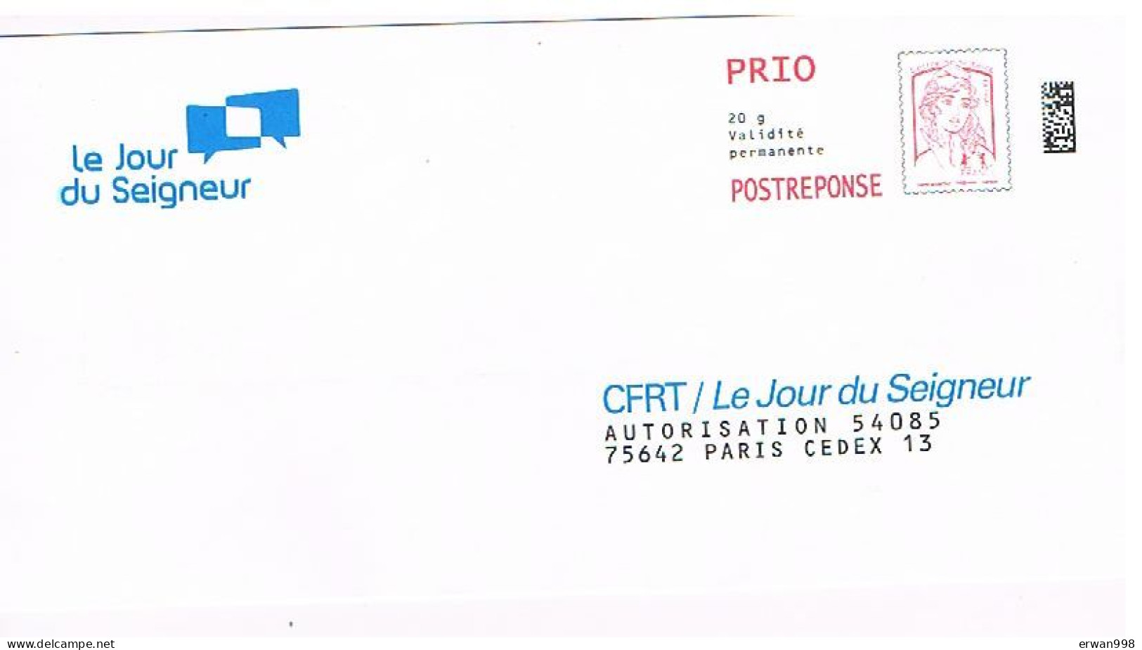 PARIS  PAP Postréponse - CIAPPA-KAVENA -CFRT Le Jour Du Seigneur - 93071     (672) - PAP: Antwort/Ciappa-Kavena