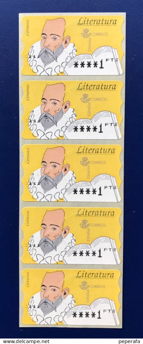 España Spain 1996, LITERATURA CERVANTES, ATM EPELSA, Tira 5, PAPEL SEMI FOSFORESCENTE, VALOR 1 PTS, 5DA - Vignette [ATM]