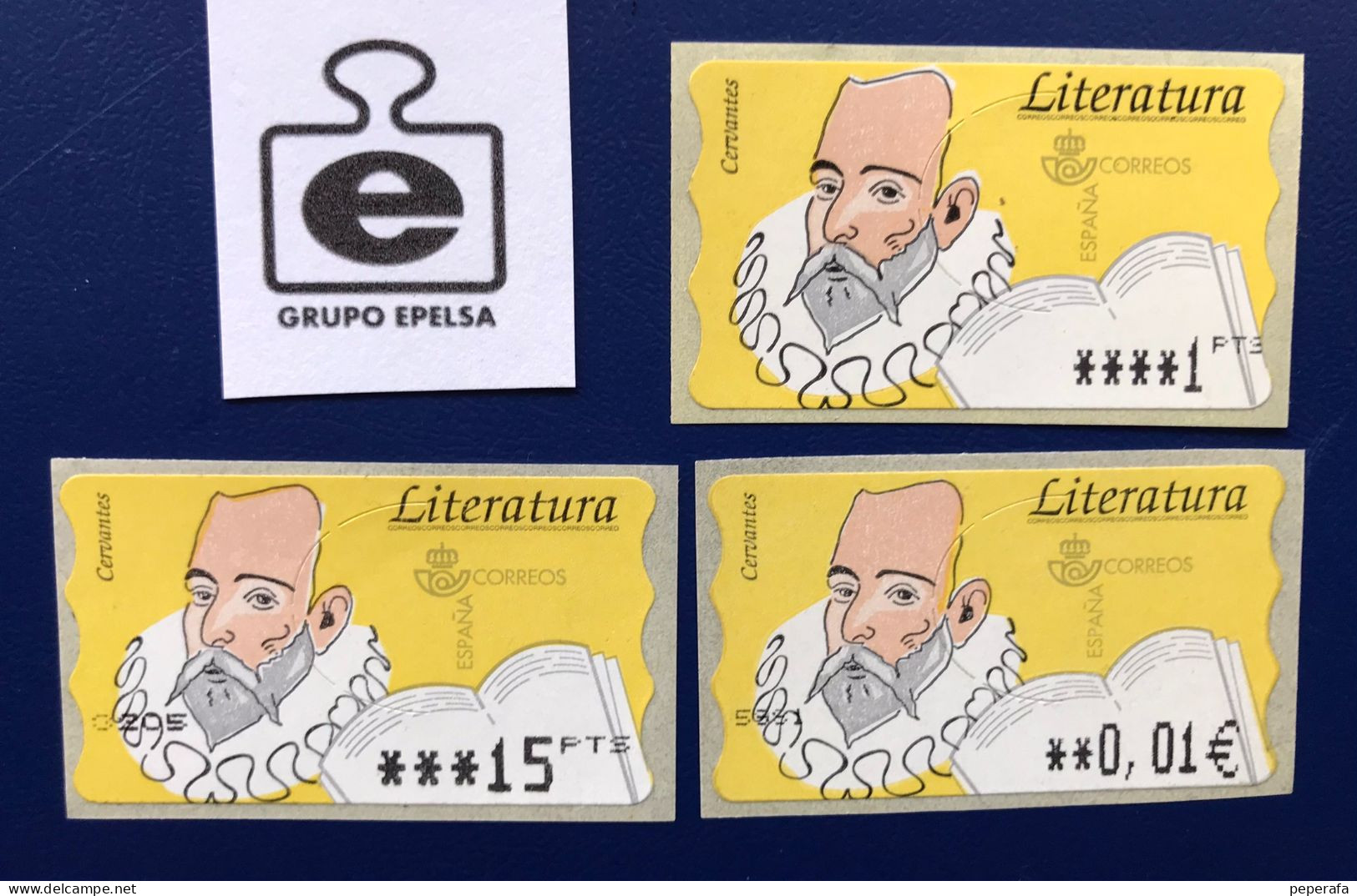 España Spain 1996, LITERATURA CERVANTES, ATM EPELSA, 3 ATM, PAPEL FOSFORESCENTE, NUEVO PTS / EURO - Vignette [ATM]