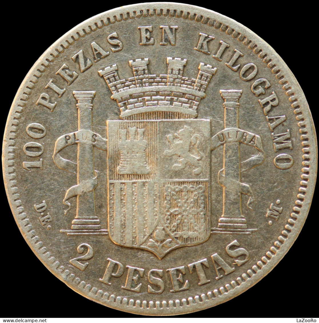 LaZooRo: Spain 2 Pesetas 1873 VF / XF - Silver - First Minting