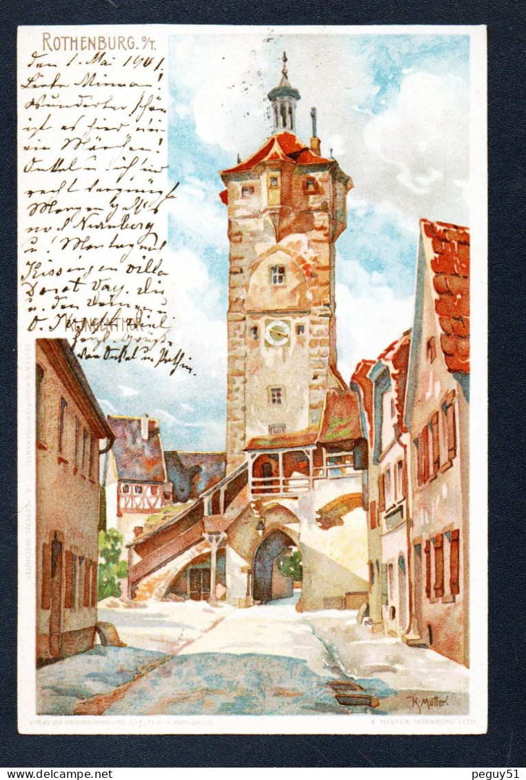 Allemagne. Rothenburg Ob Der Tauber. Klingentor ( Achevée Vers 1400, Elle Servait De Château D'eau). 1901 - Rothenburg O. D. Tauber