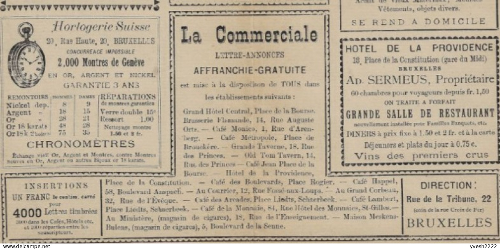 Belgique Vers 1885. Feuillet La Commerciale, Ex Entier Annonces ? Dentisterie Billard Tabac Vélo Parfum Chasse Pêche RR - Ciclismo