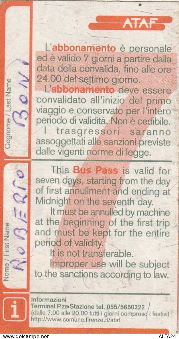 ABBONAMENTO BUS FIRENZE (BRF75 - Europe