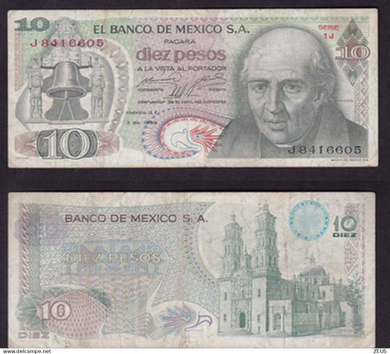 MESSICO 10 PESOS 1969  PIK 63B BB - Mexiko