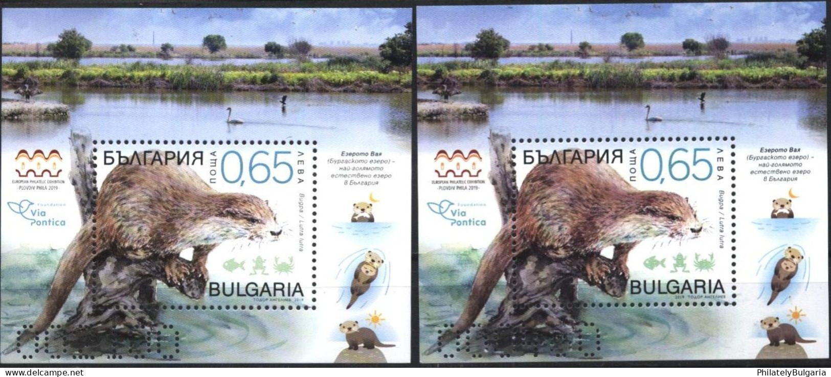 Bulgaria 2019 - Fauna - Protected Species In The Burgas Lake – Otter 2 S/S MNH - Ungebraucht