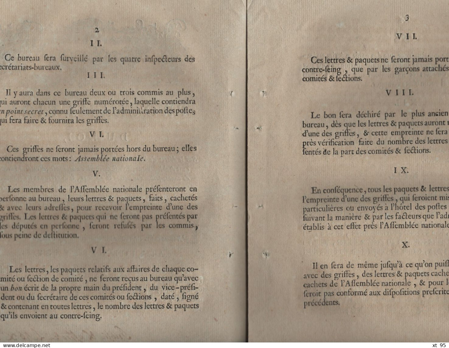 Proclamation Du Roi - 19 Octobre 1790 - Contre Seing Des Lettres Et Paquets Franchises - Directoire Des Postes - 6 Pages - 1701-1800: Voorlopers XVIII