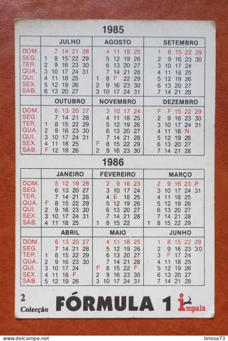 Calendrier De Poche Formula 1, Tyrrel - Petit Format : 1981-90