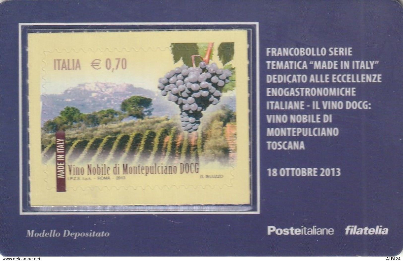 TESSERA FILATELICA VALORE 0,7 EURO VINO NOBILE MONTEPULCIANO (TF1231 - Tessere Filateliche