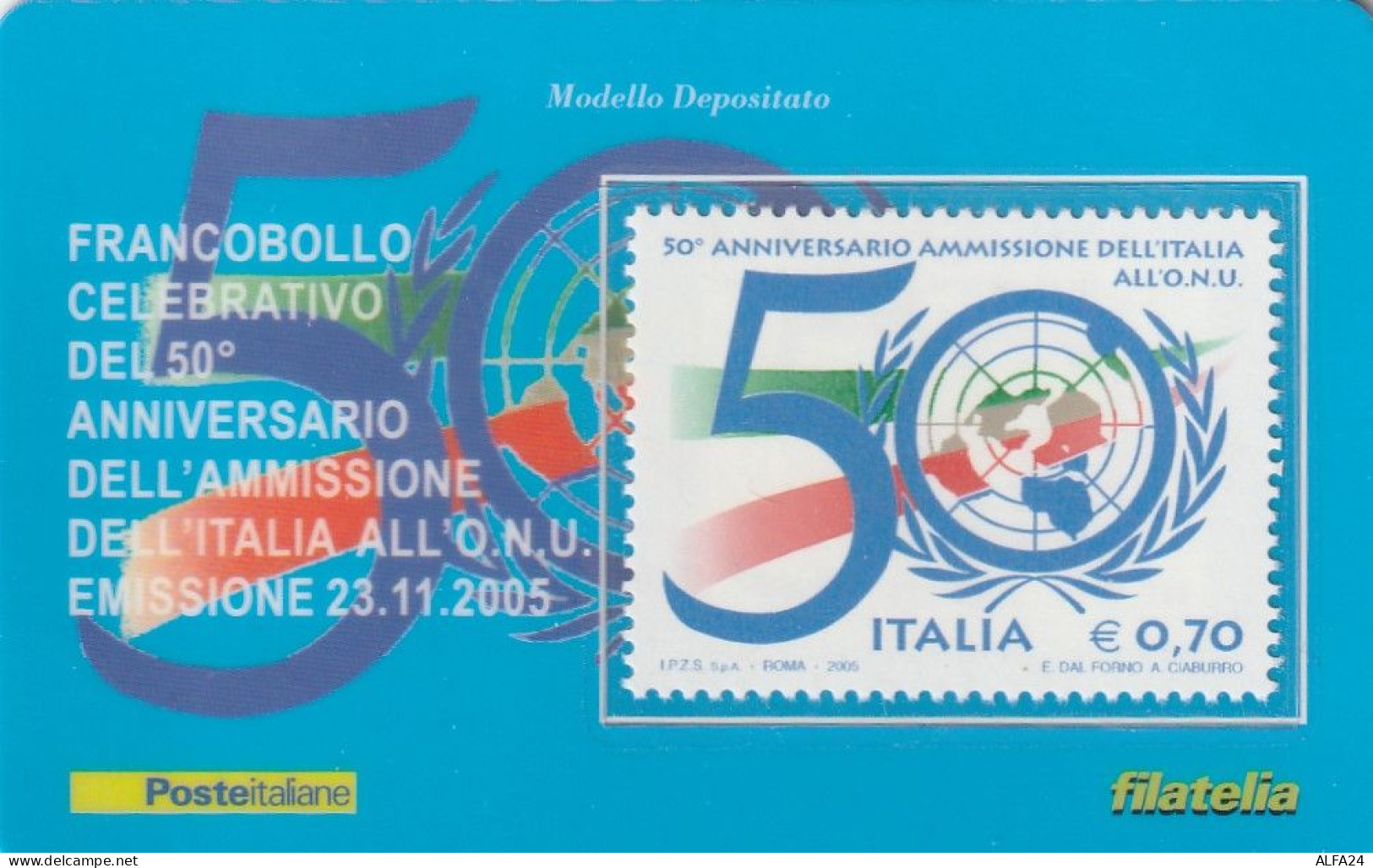 TESSERA FILATELICA VALORE 0,7 EURO ONU (TF1224 - Cartes Philatéliques