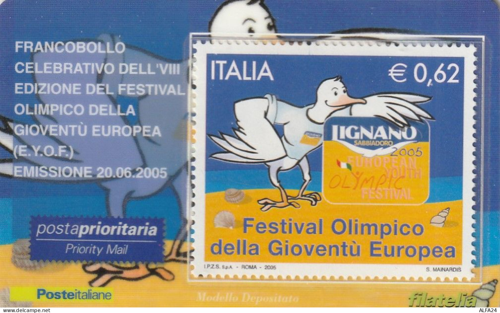 TESSERA FILATELICA VALORE 0,62 EURO FESTIVAL OLIMPICO GIOVENTU (TF1214 - Cartes Philatéliques