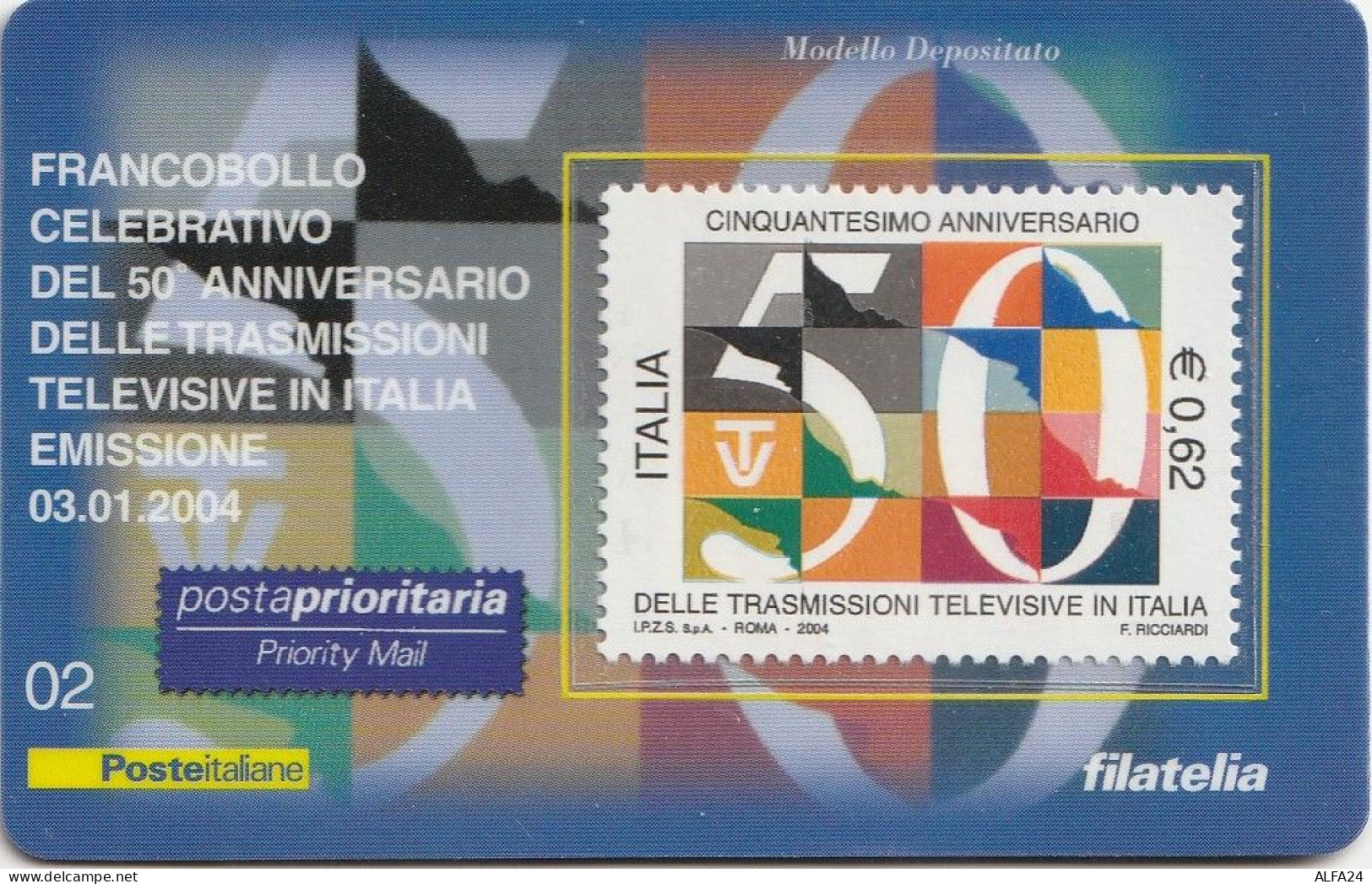 TESSERA FILATELICA VALORE 0,62 EURO TRASMISSIONI TELEVISIVE (TF1198 - Cartes Philatéliques