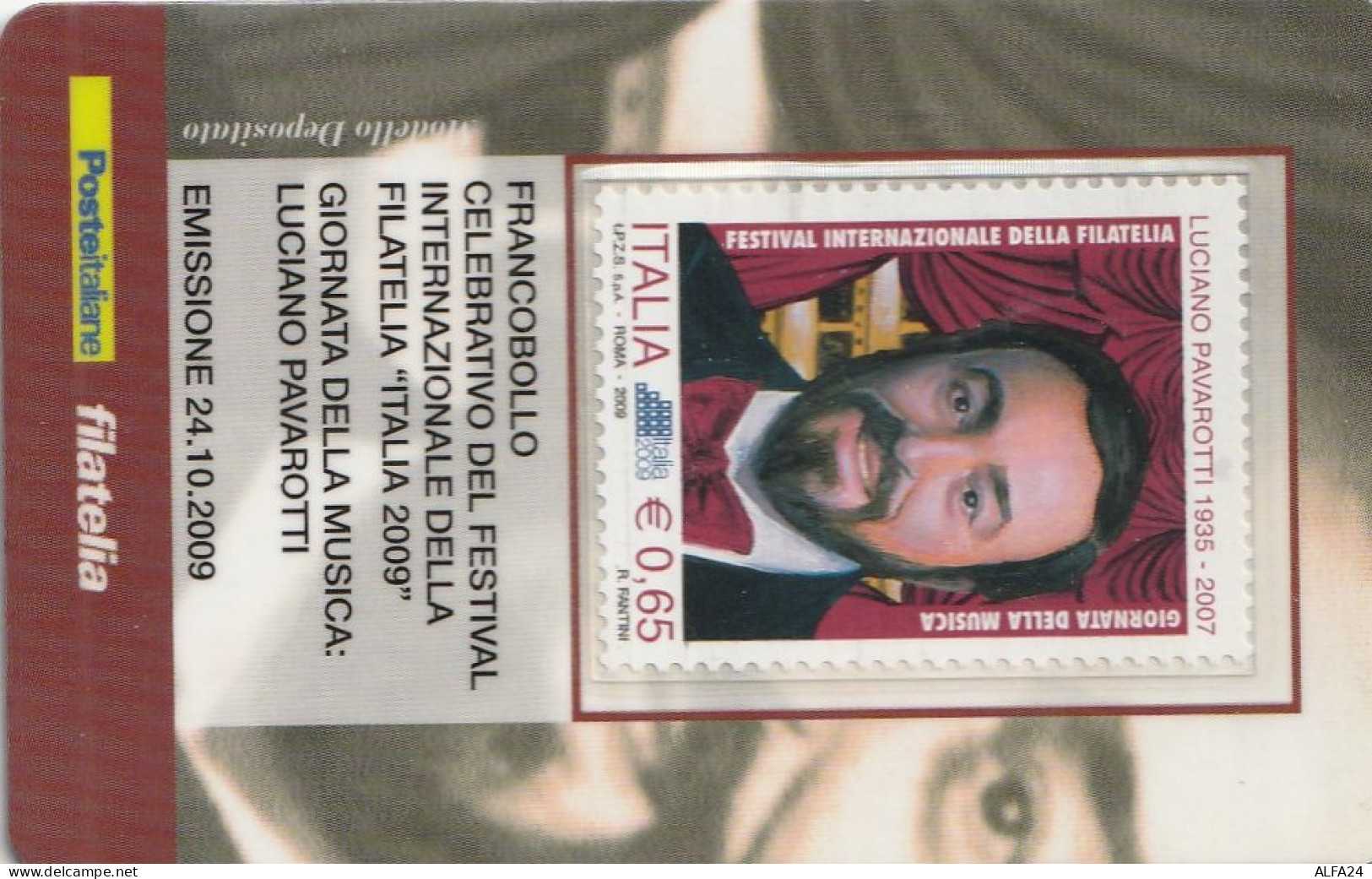 TESSERA FILATELICA VALORE 0,65 EURO PAVAROTTI (TF1185 - Cartes Philatéliques