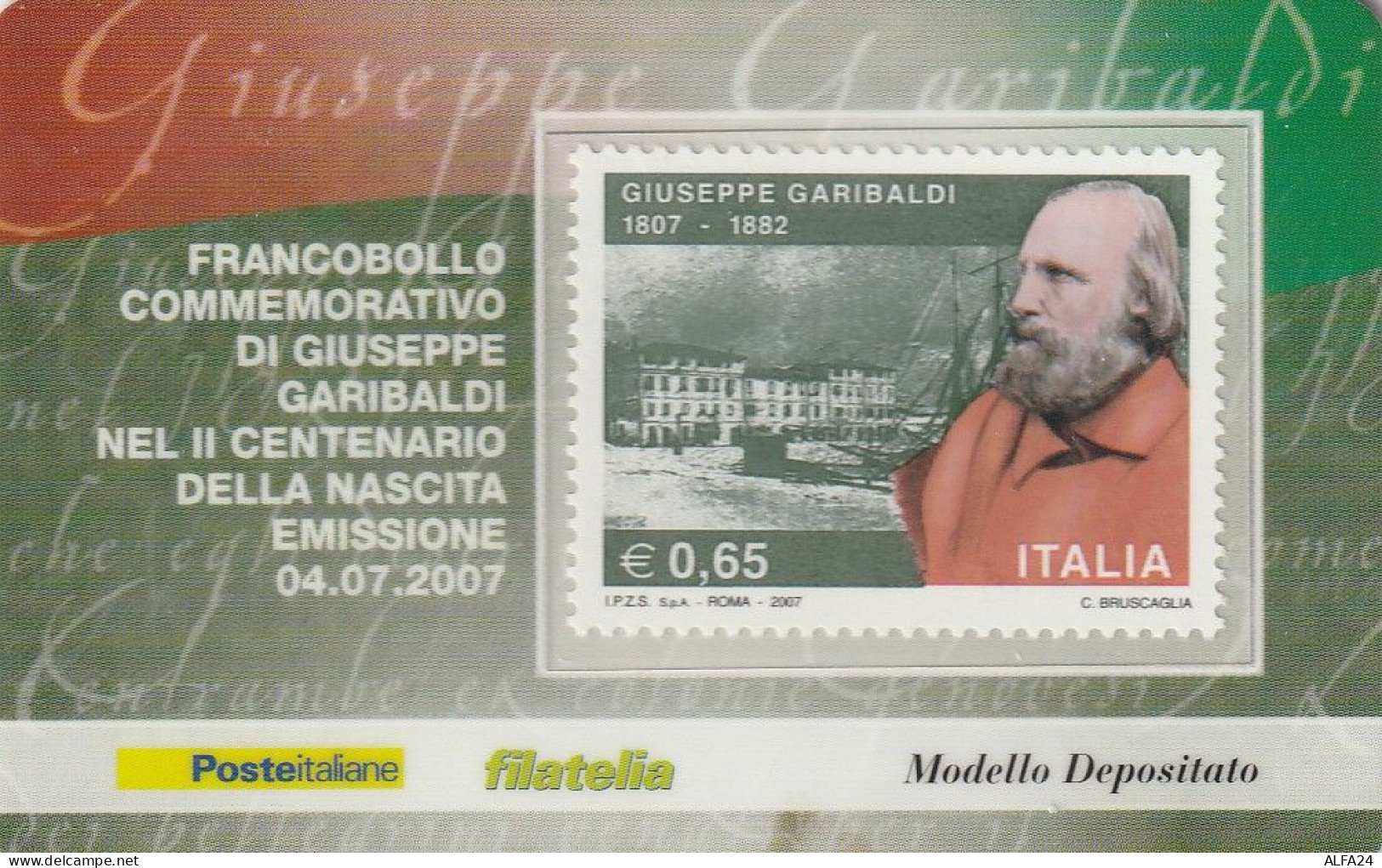 TESSERA FILATELICA VALORE 0,65 EURO GARIBALDI (TF1168 - Cartes Philatéliques