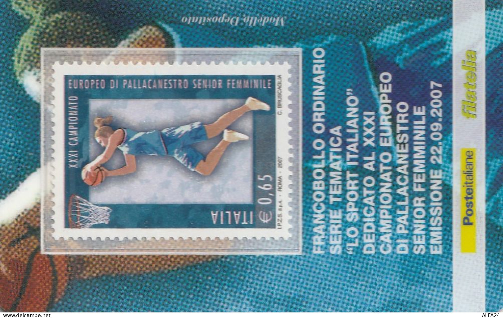 TESSERA FILATELICA VALORE 0,65 EURO PALLACANESTRO SENIOR FEMMINILE (TF1169 - Philatelic Cards